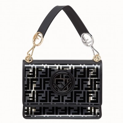 Fendi Black Kan I F Bag In Transparent PU LDBS241029