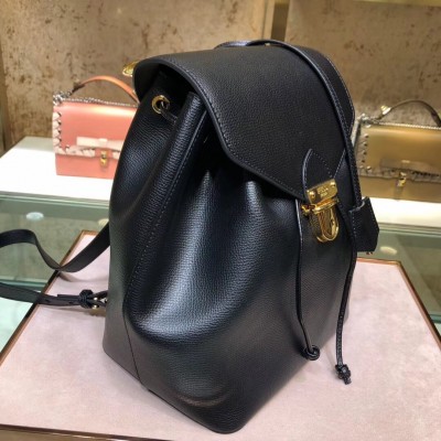 Fendi Black Leather Logo Backpack LDBS241037