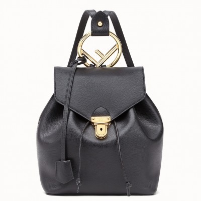 Fendi Black Leather Logo Backpack LDBS241037