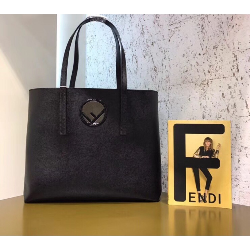 Fendi Black Leather Logo Shopper Bag LDBS241038