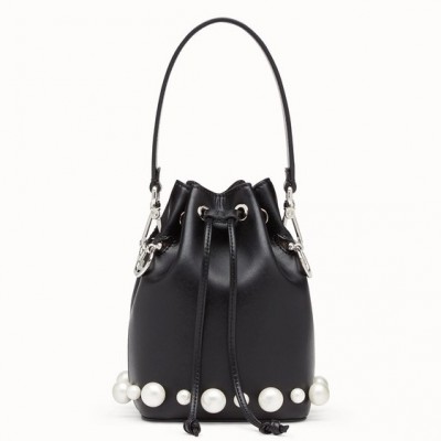 Fendi Black Mini Mon Tresor Pearls Bucket Bag LDBS241039