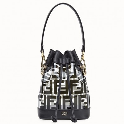 Fendi Black Mon Tresor Mini Bucket Bag In Transparent PU LDBS241040