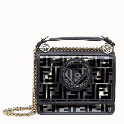 Fendi Black Small Kan I F Bag In Transparent PU LDBS241045