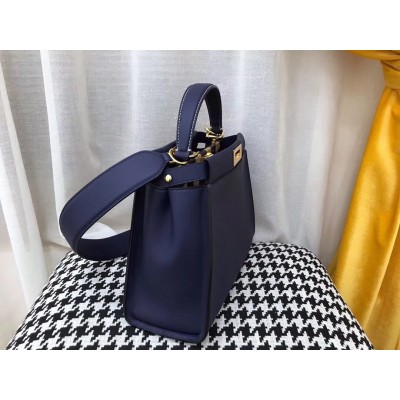 Fendi Blue Peekaboo Medium Bag With Pequin Motif LDBS241049