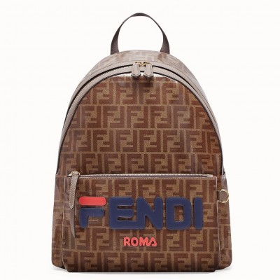 Fendi Brown Glazed Fabric Large Backpack LDBS241051