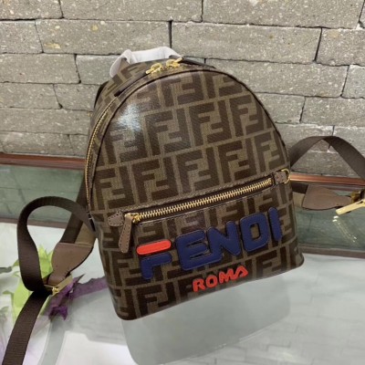 Fendi Brown Glazed Fabric Mini Backpack LDBS241052