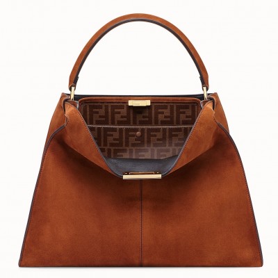 Fendi Brown Peekaboo X Lite Large Suede Bag LDBS241054