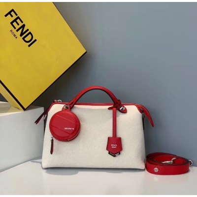 Fendi By The Way Medium Bag In Canvas With Red Leather LDBS241059