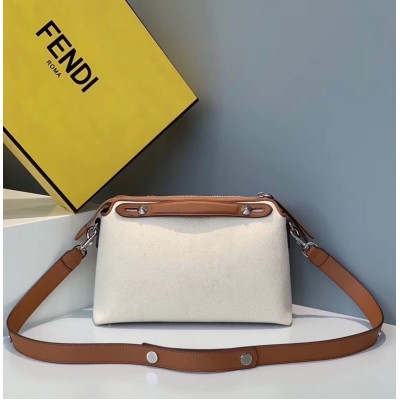 Fendi By The Way Medium Bag In Canvas With Tan Leather LDBS241060