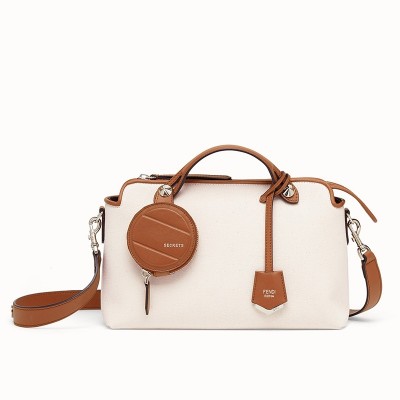 Fendi By The Way Medium Bag In Canvas With Tan Leather LDBS241060