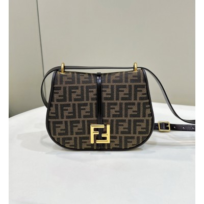 Fendi C'mon Medium Bag in FF Jacquard Fabric and Leather LDBS241068