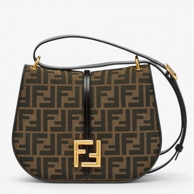 Fendi C'mon Medium Bag in FF Jacquard Fabric and Leather LDBS241068