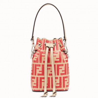 Fendi FF Mon Tresor Mini Bucket Bag In Beige Calfskin LDBS241085