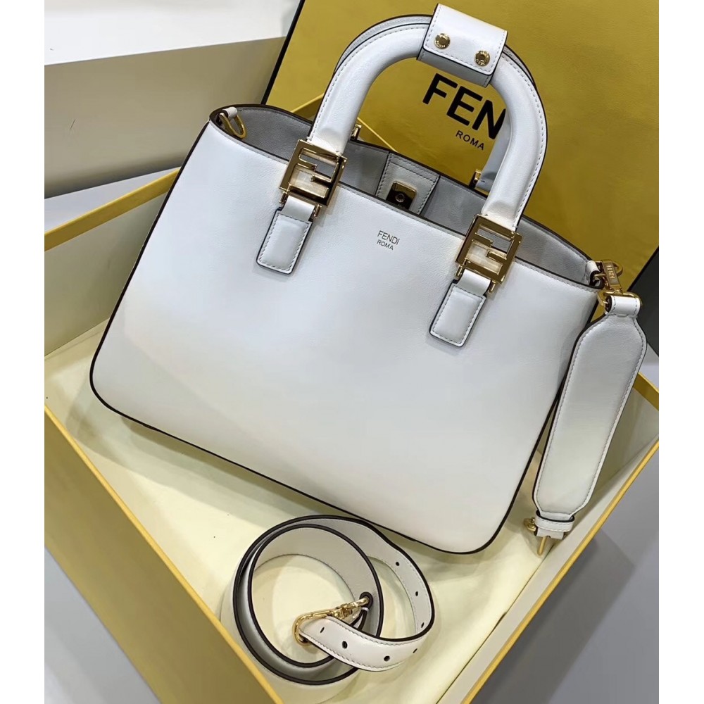 Fendi FF Tote Small Bag In White Calfskin LDBS241091