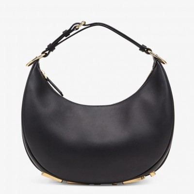 Fendi Fendigraphy Small Hobo Bag In Black Leather LDBS241077