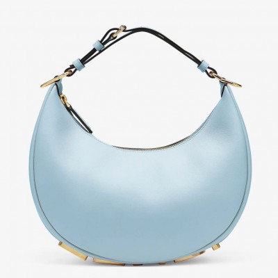 Fendi Fendigraphy Small Hobo Bag In Light Blue Leather LDBS241080