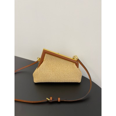 Fendi First Small Bag in Natural Raffia Straw LDBS241105