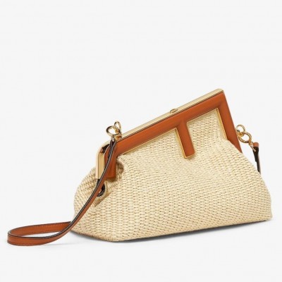 Fendi First Small Bag in Natural Raffia Straw LDBS241105