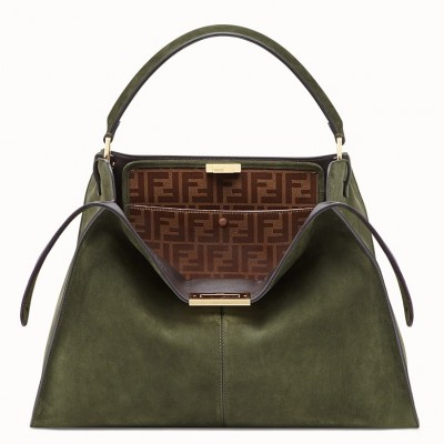 Fendi Green Peekaboo X Lite Large Suede Bag LDBS241112