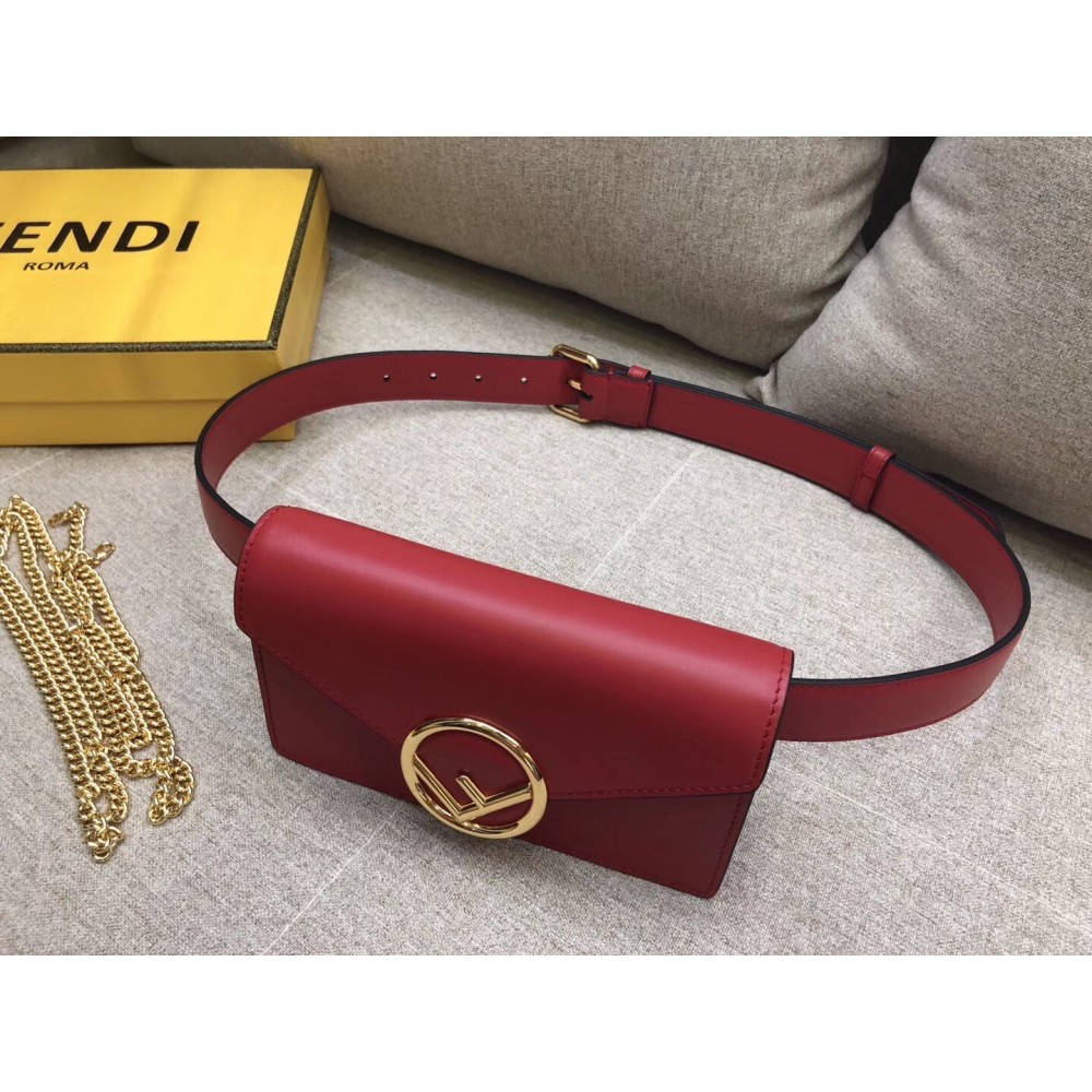 Fendi Kan I F Belt Bag In Red Calfskin LDBS241116