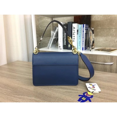 Fendi Kan I F Shoulder Bag In Blue Calfskin LDBS241118