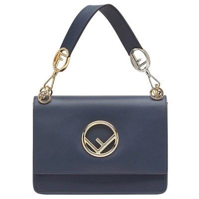 Fendi Kan I F Shoulder Bag In Blue Calfskin LDBS241118