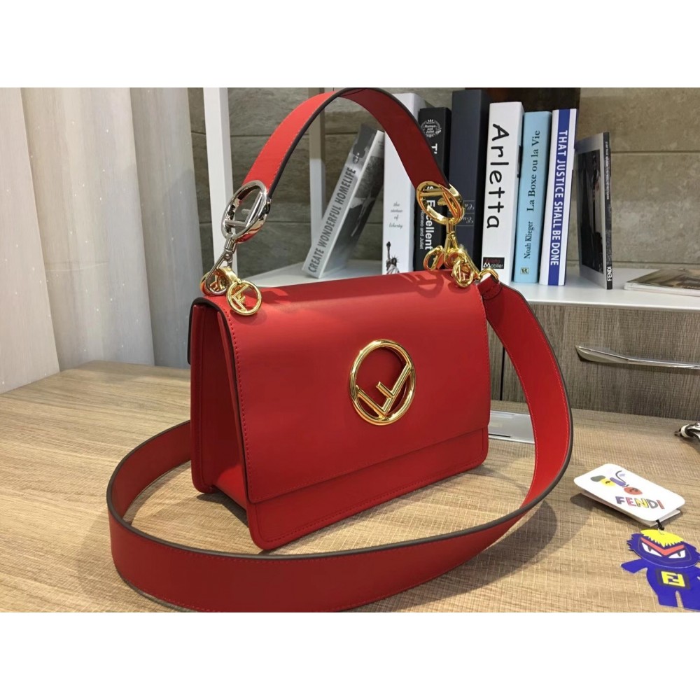 Fendi Kan I F Shoulder Bag In Red Calfskin LDBS241120