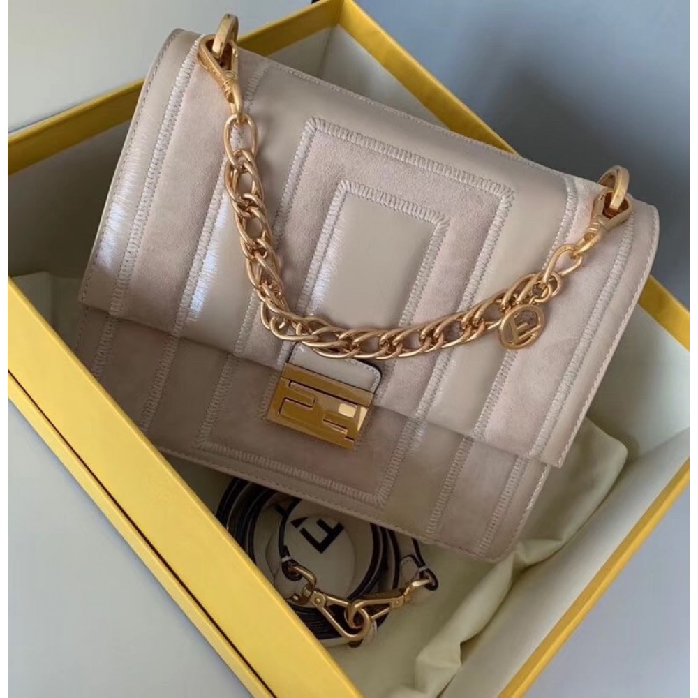 Fendi Kan U Bag In Beige Leather and Suede LDBS241123