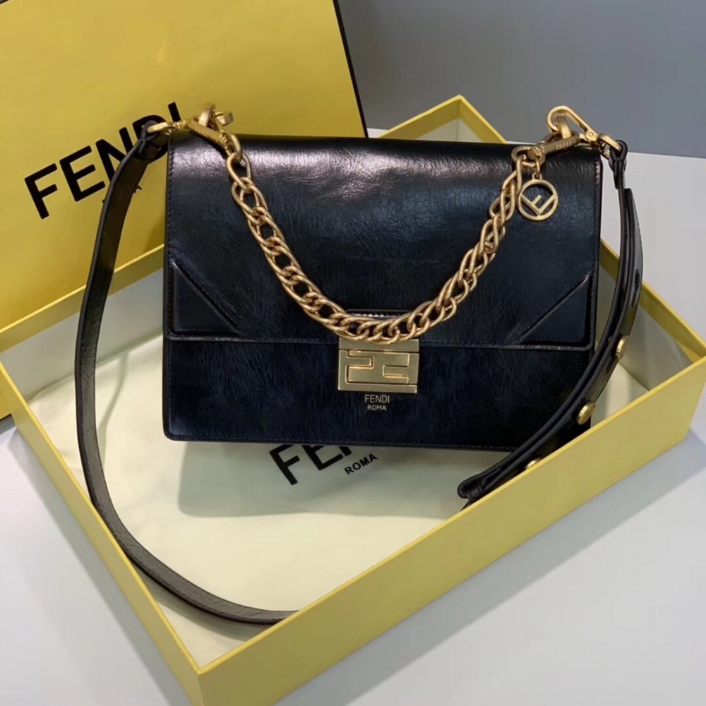 Fendi Kan U Bag In Black Glossy Lambskin LDBS241125