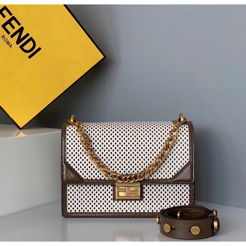 Fendi Kan U Bag In White Perforated Calf Leather LDBS241132