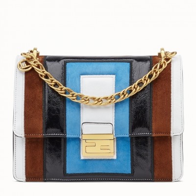 Fendi Kan U Shoulder Bag In Multicolor Leather and Suede LDBS241134