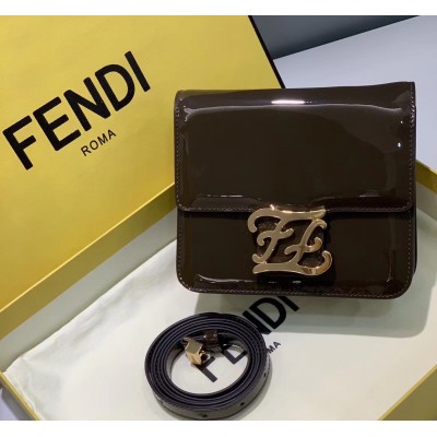 Fendi Karligraphy Bag In Brown Patent Leather LDBS241138