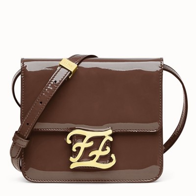 Fendi Karligraphy Bag In Brown Patent Leather LDBS241138