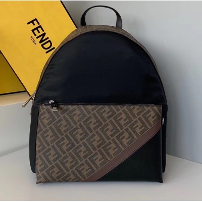 Fendi Large Backpack In FF Fabric With Nylon And Leather LDBS241142