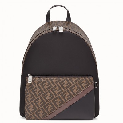 Fendi Large Backpack In FF Fabric With Nylon And Leather LDBS241142