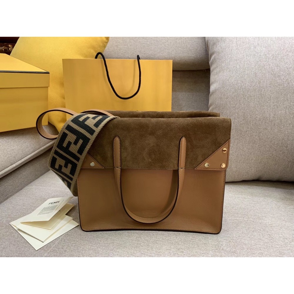 Fendi Large Flip Tote Bag In Brown Calfskin LDBS241148