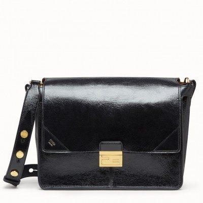 Fendi Large Kan U Bag In Black Glossy Lambskin LDBS241150