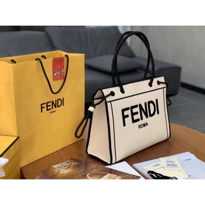 Fendi Large Roma Shopper Bag In Undyed Canvas LDBS241153