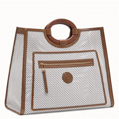 Fendi Large Runaway Shopper Bag In White Perforated Calfskin LDBS241155