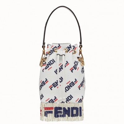 Fendi Logo-printed Fringed Mon Tresor Mini Bucket Bag LDBS241157