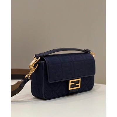 Fendi Medium Baguette Bag In Blue FF Canvas LDBS241163