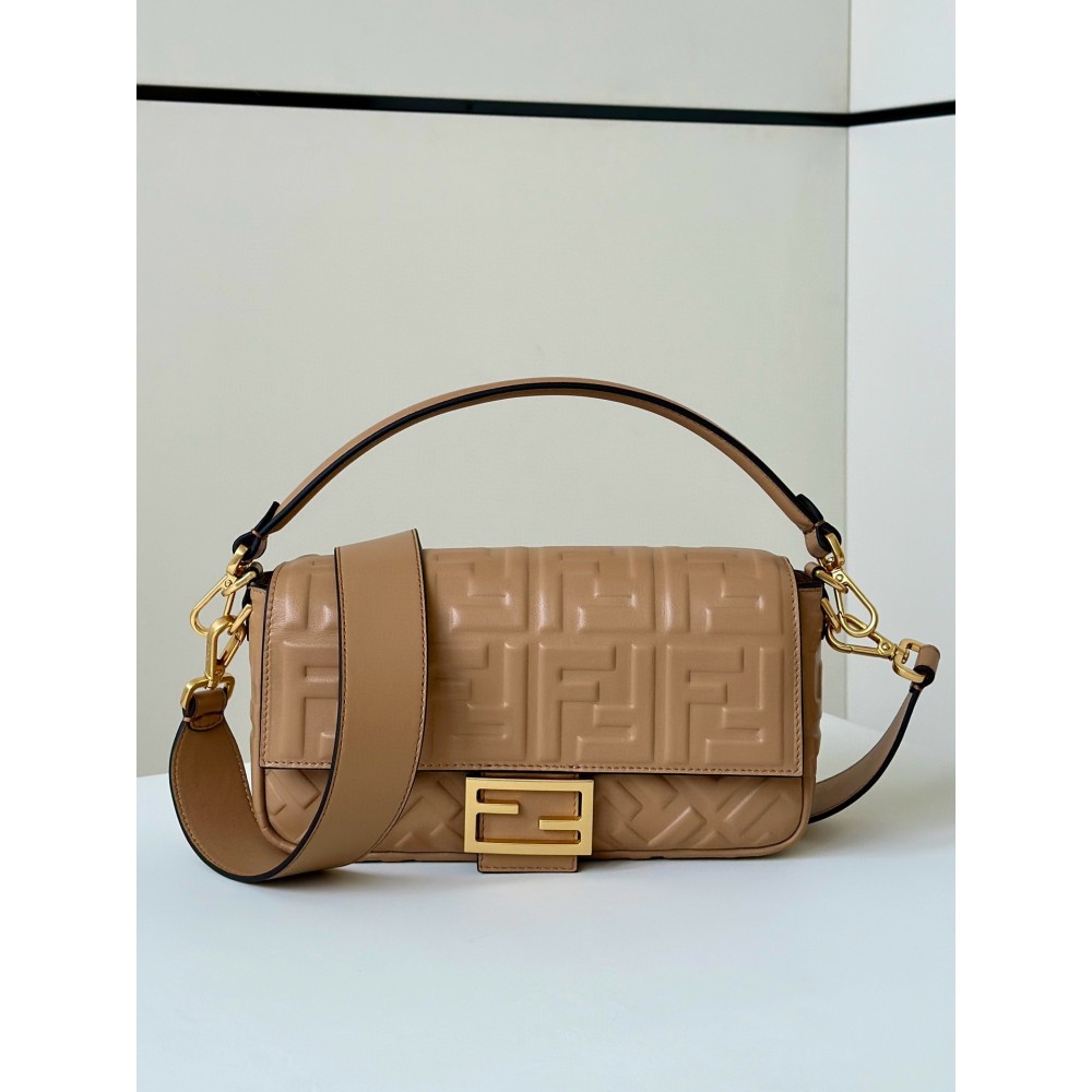 Fendi Medium Baguette Bag in Beige FF Nappa Leather LDBS241161