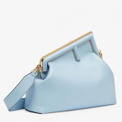 Fendi Medium First Bag In Light Blue Nappa Leather LDBS241177