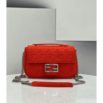 Fendi Midi Baguette Chain Bag In Piment FF Fabric LDBS241184