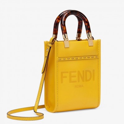 Fendi Mini Sunshine Shopper Bag In Yellow Leather LDBS241190