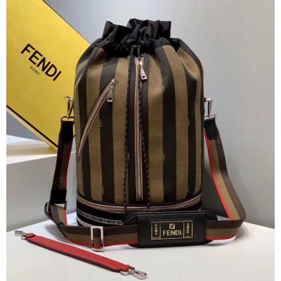 Fendi Mon Tresor Drawstring Bag In Pequin Striped Fabric LDBS241191