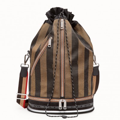 Fendi Mon Tresor Drawstring Bag In Pequin Striped Fabric LDBS241191