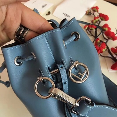 Fendi Mon Tresor Mini Bucket Bag In Blue Calfskin LDBS241194