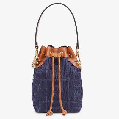 Fendi Mon Tresor Mini Bucket Bag In Blue Denim LDBS241195