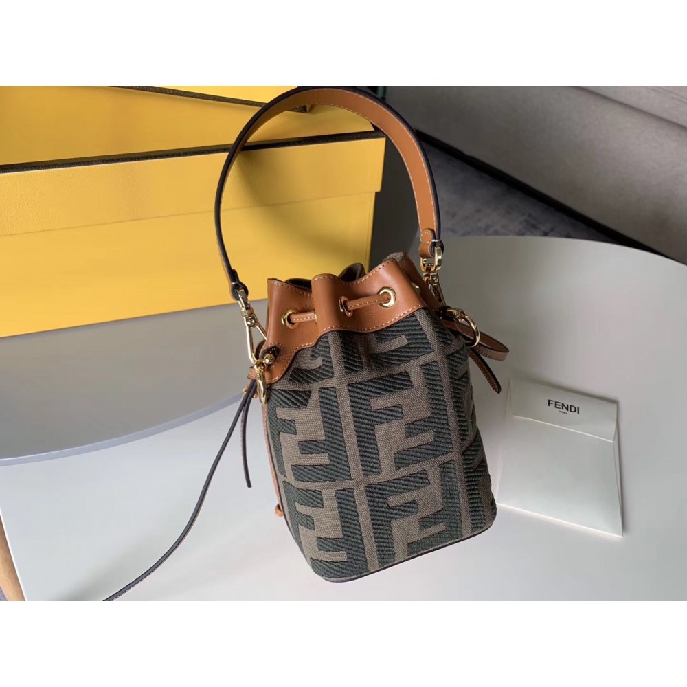 Fendi Mon Tresor Mini Bucket Bag In Green Denim LDBS241197